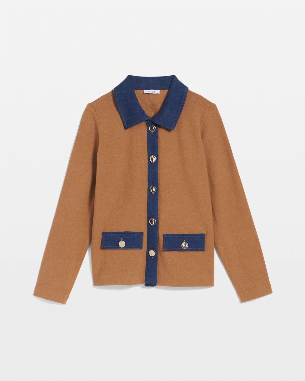 Collared Denim Trim Cardigan | Chico's